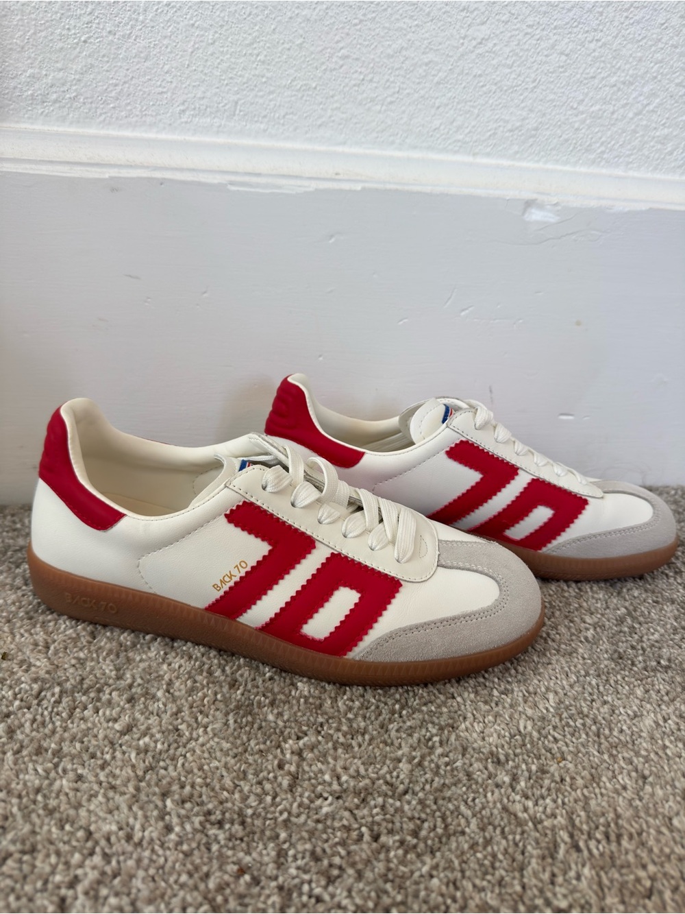 Women’s Red, White and Grey Back 70 Sneakers
